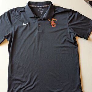 Nike Dri-FIT USC Trojans Men’s Large Black Polo Shirt Short Sleeve Performance
